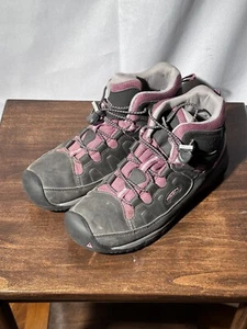 KEEN Womens Size 6 Leather Waterproof Hiking Boots Gray Pink Purple 1020131 Snow - Picture 1 of 8