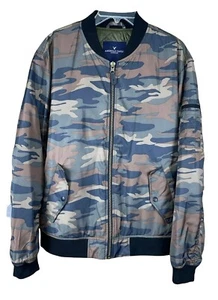 American Eagle Coat Sz L Jacket Men’s Camouflage Bomber Pockets Camo Zipper - Picture 1 of 10