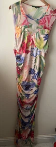 Next Dress Size 16 Mesh Floral The Kew Collection Bodycon Ruched Stretch Maxi - Picture 1 of 10