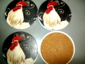 Stone Coasters White Rooster Coasters Set of 4, - Picture 1 of 3