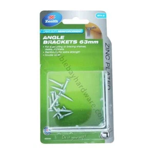Zenith Light Duty Reinforcement Angle Brackets Zinc 38mmX63mm - Picture 1 of 1