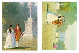 Set of 2 D.A.C. NY Hardboard Litho Prints Victorian Couple & Classical Statues - Picture 1 of 4