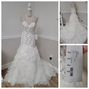 Sophie&Camilla Bridal Wedding Rhinestones Corset Gown Dress sz 8/Ruffles Train / - Picture 1 of 15