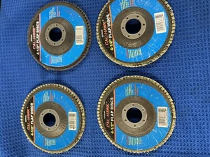 Cal Hawk 60 Grit Flap Disc 4 1/2" Arbor Size 7/8" 13,300 Max R.P.M. 4 pc Set - Picture 1 of 3
