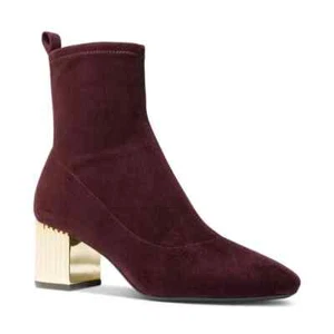 Nuevo sin caja Mujer Michael Kors Porter Botín Medio Merlot Elastizado Gamuza Calcetín Bota B4HP - Imagen 1 de 8