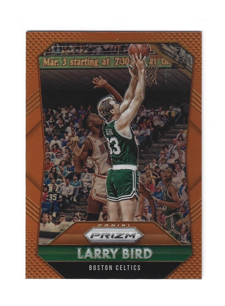 LARRY BIRD 2015-16 PANINI PRIZM BASKETBALL #261 ORANGE /65 BOSTON CELTICS HOF