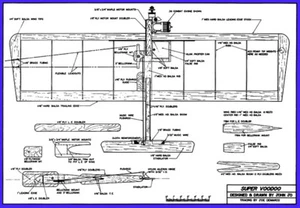 Model Airplane Plans (UC): Super Voodoo 39" Wingspan Combat for .36 Engine - Picture 1 of 2
