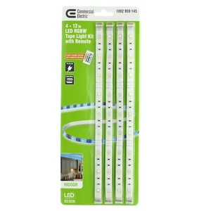 CE LED Flexible Tape Light Kit 12" Linkable RGBW Indoor 4-Strip Pack Remote - Picture 1 of 2