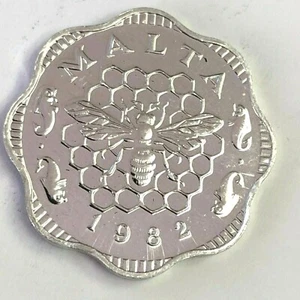 1982 FM MALTA 3 MILS, HONEY BEE & COMB KM#55 * Rare 1,793 Mintage * PROOF - Picture 1 of 2