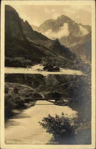 GLARUS Schweiz ~1910/20 Linthal Brücke Fluss Partie an der Pension Planura AK - Picture 1 of 2