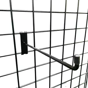 Ganchos de una sola punta negros de 10x 12" panel de malla de rejilla pantalla tienda minorista accesorios - Imagen 1 de 1