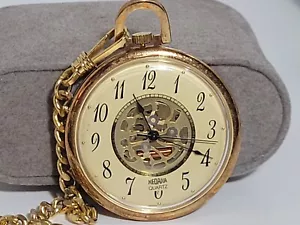 Vintage Medana Quartz goldfarbene Taschenuhr mit Kette UNGETESTET - Bild 1 von 8