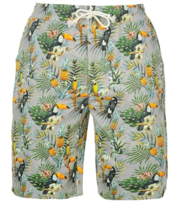 Lee Cooper Jog Shorts Grey Tropical Print Medium TD015 HH 09 - Image 1 of 3