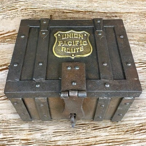 Union Pacific Route Iron Strong Box Chest With Antique Vintage Finish - Picture 1 of 10