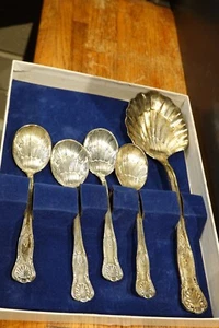 Antique Sheffield England Silverplate Set of 5 Spoons - Picture 1 of 24