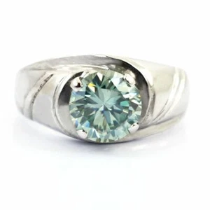 3 Ct Blue Treated Diamond Solitaire Gents Ring Full of Sparkle ! Heavy ring - Picture 1 of 4