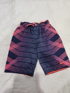 Nike Youth Boys Orange/Blue Striped Swim Trunks with Mesh Liner. Small - Picture 1 of 5