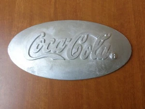 VTG 1970s RARE RETRO ADVERTISING COCA COLA COKE LOGO CAST ALUMINIUM SIGN PLATE - Picture 1 of 9