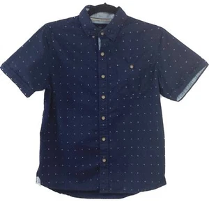 Level Ten Boys' Navy Polka Dot Short Sleeve Button-Up Shirt Size M Casual School - Picture 1 of 9