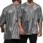 Silberne Pailletten glänzend kurzärmeliges T-Shirt lose Passform Herren Street