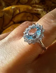 Anello Con Topazio Naturale Placcato Oro Su Argento Massiccio S925 - Foto 1 di 10