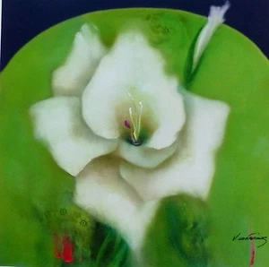 Victoria Montesinos "A White Day" HAND SIGNED Embellished Multimedia Canvas - Picture 1 of 7