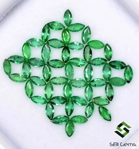 Natural Emerald Marquise Cut 3x1.50 mm Lot 10 Pcs Lustrous Loose Gems 1.94 Cts - Picture 1 of 6