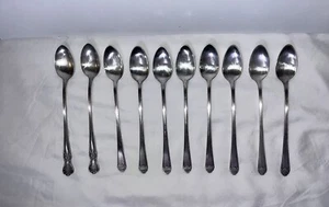 10 Iced Tea Spoons 8 Silver Plate Lynbrook & 2 Old Co Plate initialed “O”055867 - Picture 1 of 7