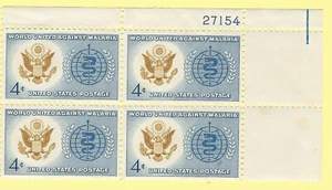 US STAMPS SCOTT 1194 4¢ PLATE BLOCK MALARIA ERADICATION- MINT OG NH - Picture 1 of 2