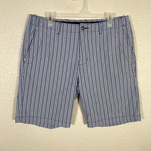 Tommy Bahama Shorts Mens 34 Blue Performance Stretch Chino Striped Golf Casual