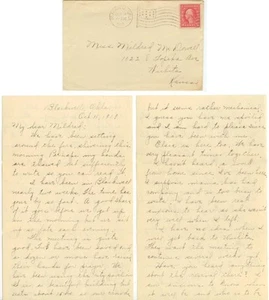 1919 Blackwell Oklahoma flag cancel - old time revival religion worker account - Picture 1 of 2