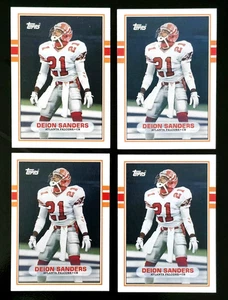 1989 Topps Traded DEION SANDERS ROOKIE Falcons 4 CARD LOT #31T - Picture 1 of 2