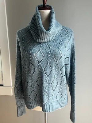 Suéter para mujer Loft cuello capucha recortado azul talla pequeña nuevo con etiquetas Foto 1 de 4