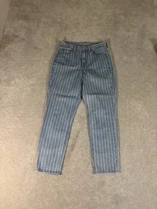 Pantalones de mezclilla American Eagle Mom tiro alto a rayas para mujer talla 4 - Imagen 1 de 10