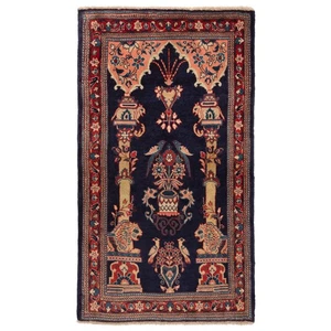 Alfombra persa anudada a mano Sarough 122x69 cm lana oriental alfombra corredor azul - Imagen 1 de 8