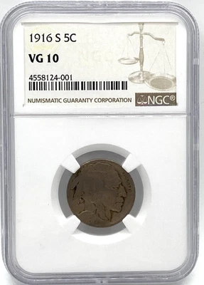 1916 S 5C Buffalo Nickel NGC VG 10 - Image 1 of 4
