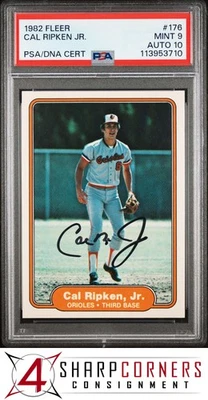 Fleer #176 1982 Cal Ripken Jr. RC Orioles Hof PSA 9 ADN automático 10 Foto 1 de 3