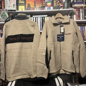 ¡NUEVO CON ETIQUETAS! Chaqueta Polo Sport Ralph Lauren Rl 2000 Vintage Años 90 Beige Spellout Polar L - Imagen 1 de 11