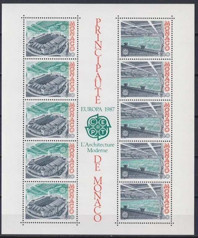 Monaco 1987 Europa CEPT, Sport, Louis II Stadium, Architecture ** - Image 1 of 1