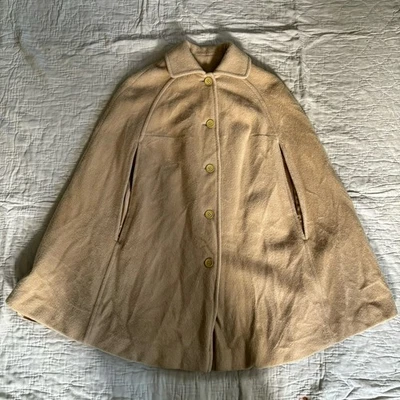Vintage 70s Pendleton Butter Cream Cape /Sleeveless Jacket Coat M/S Flawless USA - Image 1 of 4