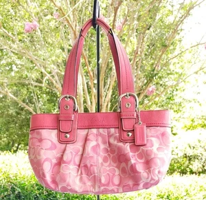 Coach LARGE F14492 Pink Soho Y2K Signature C Canvas Pleated Shoulder Bag - Picture 1 of 23