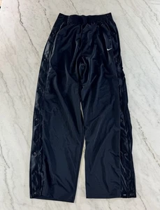 VTG Y2K Baggy Silky Dazzle Triple Black Nike Tear Away Pants Large - Picture 1 of 5