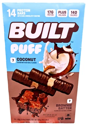 BUILT Puff 蛋白条品种包 14 x 1.41 盎司有效期至 2026 年 6 月 — 第 1/4 张图片