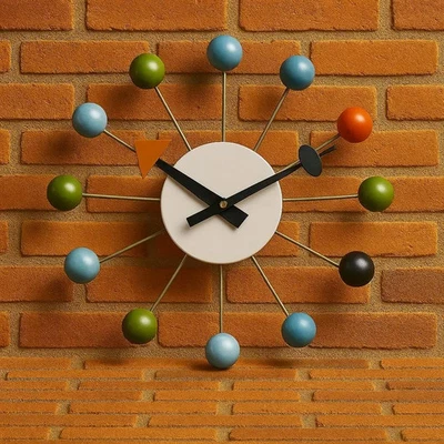 Mid Century Modern George Nelson Ball Clock 18'' Retro Colorful Wall Decor - Image 1 of 3
