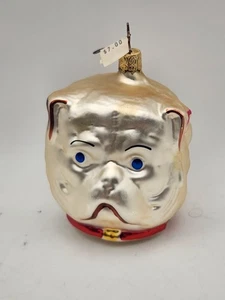 Adorno de Navidad vintage de vidrio pintado a mano perro búho gato 3 caras Inge Alemania - Imagen 1 de 4