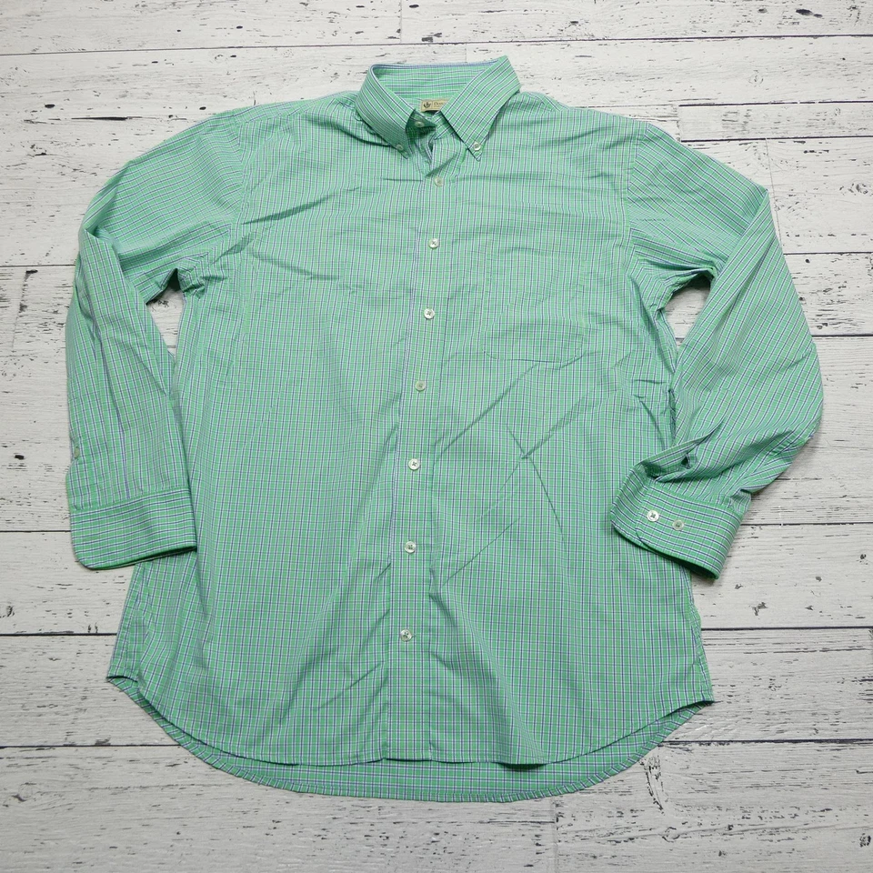 Camisa Donald Ross Para Hombres Mediana Verde Azul A Cuadros Abotonada Elastizada Golf Informal Foto 1 de 4