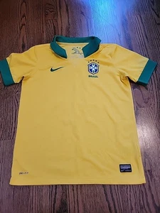 Nike Brasil Futbol Soccer Shirt Jersey Youth Large Boys Kids Brazil Top - Picture 1 of 9