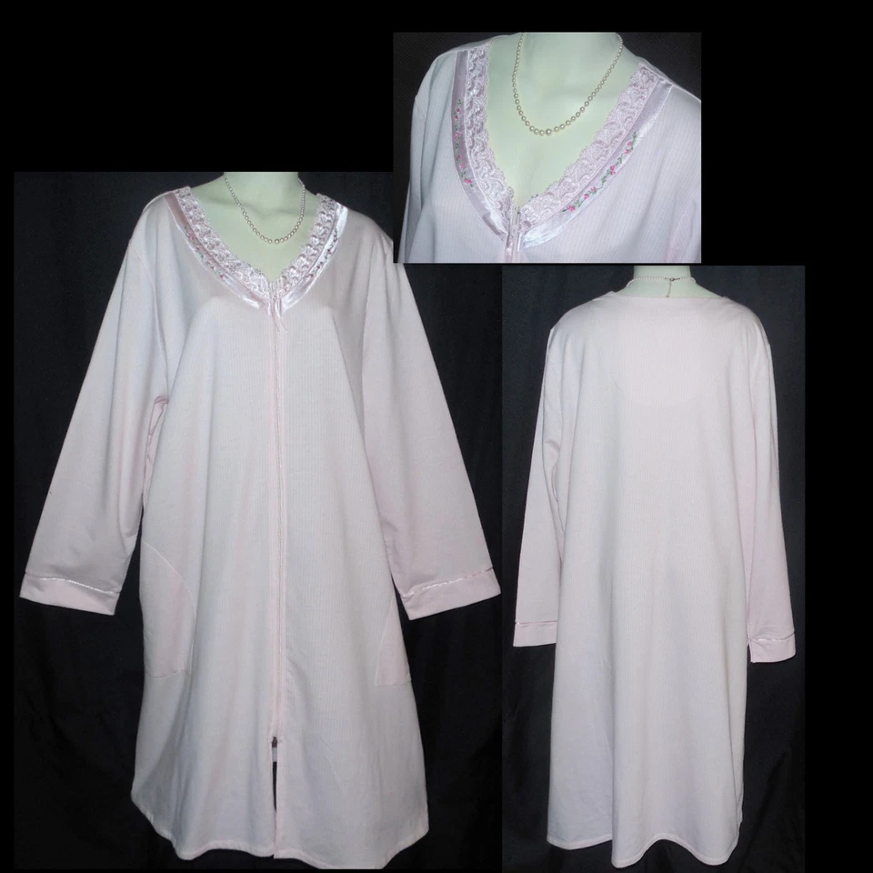 NUEVO SECRET TREASURES 2X BUSTO 52" ROSA TEJIDO ALGODÓN/POLIÉSTER L S BATA BOLSILLO NUEVO SIN ETIQUETAS Foto 1 de 4