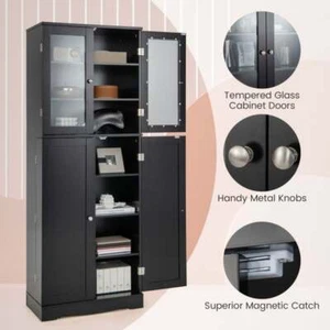 Free Standing Kitchen Pantry Larder Display Cupboard Cabinet Storage Unit Tall - Picture 1 of 6
