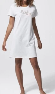 LADIES size XS 8 White BRIDE TO BE t-shirt Nightie Organic COTTON NEW 2316 - Picture 1 of 4